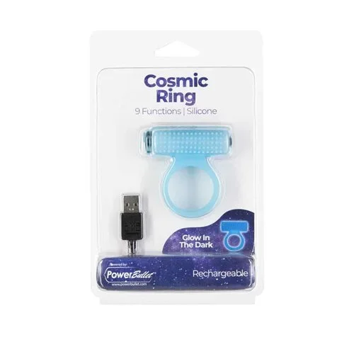 Cosmic Cock Ring w/Rechargeable Bullet – 9 Functions Glow in the Dark