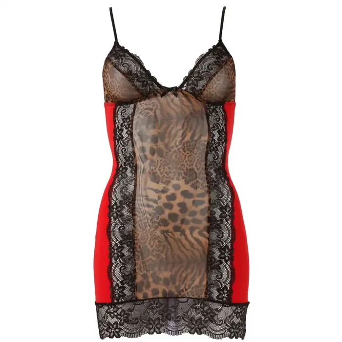 Cotelli Collection – Kleidchen mit Spitze in Schwarz und Rot