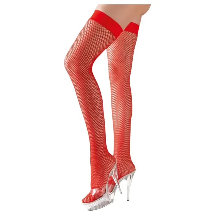 Cottelli – Feinmaschiges Netzstrumpfband (Rot) – M