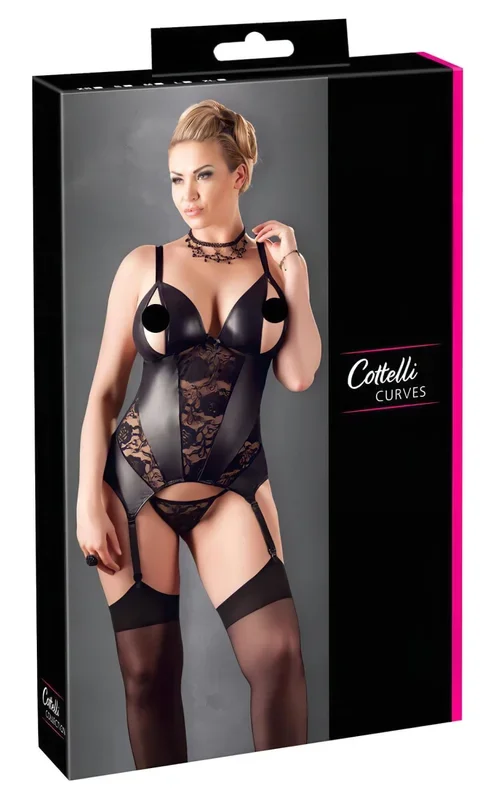 Cottelli – Feminines Blumenoberteil für Kurven (Schwarz) – XXXL