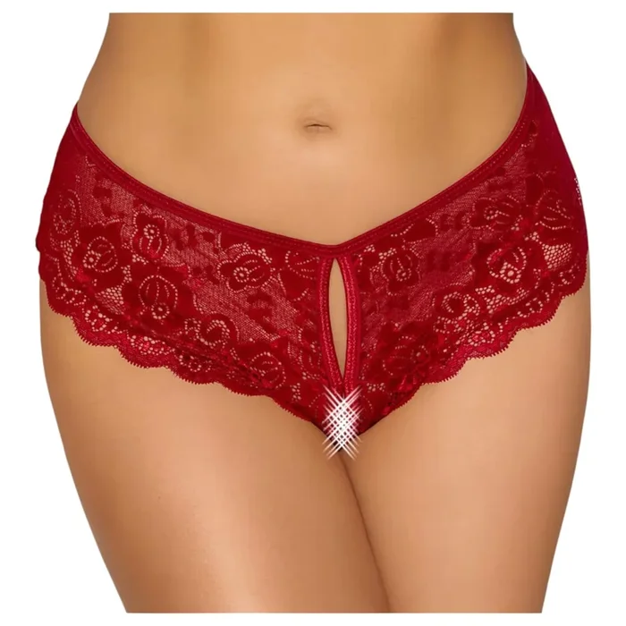 Cottelli – offener Spitzen-Slip (rot) – XL