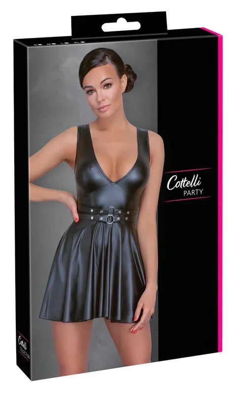 Cottelli – plissierte Kleid mit Gürtel (schwarz)