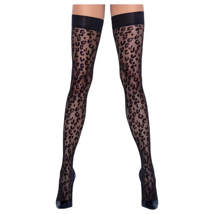 Cottelli Legwear – Leopardenmuster Strümpfe (schwarz)