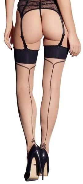 Cottelli Legwear – Strümpfe mit Streifen und Schleifen hinten (natur) – 3