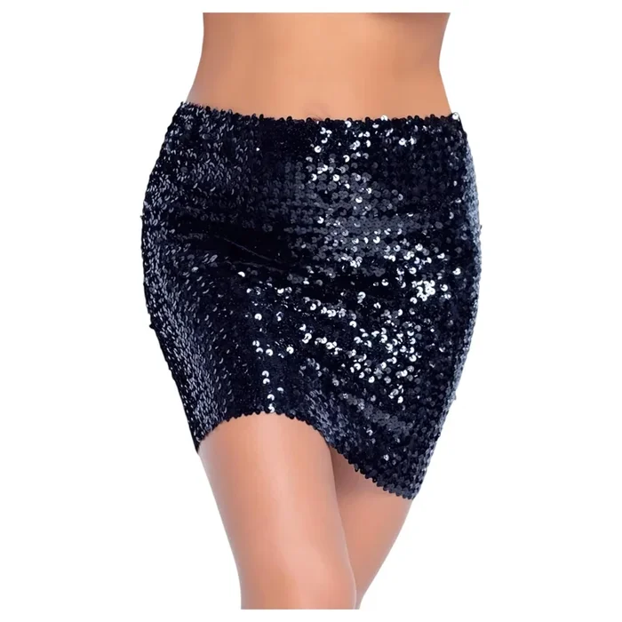 Cottelli Party – glänzender Paillettenrock (schwarz) – XL