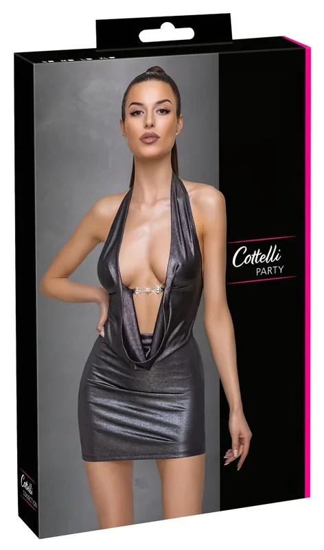 Cottelli Party – Neckholder-Kleid (silber) – L