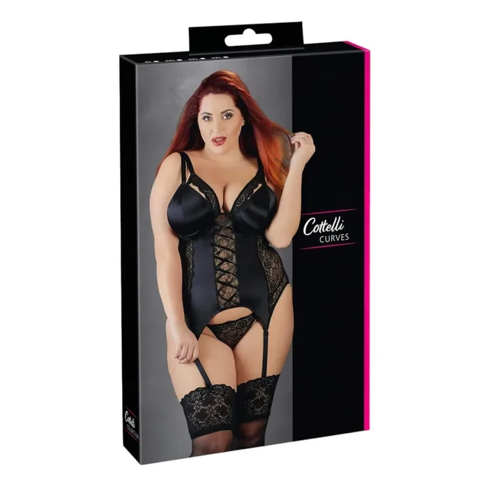 Cottelli Plus Size – Vielseitiges Strapsoberteil (Schwarz)