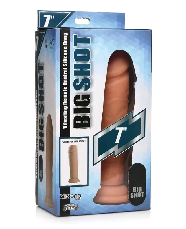 Curve Novelties Big Shot 7″ Vibrating 21X Silicone Dildo w/out Balls w/Remote – Light