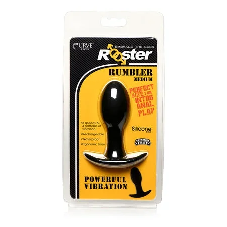 Curve Novelties Rooster Rumbler Vibrating Silicone Anal Plug Medium – Black