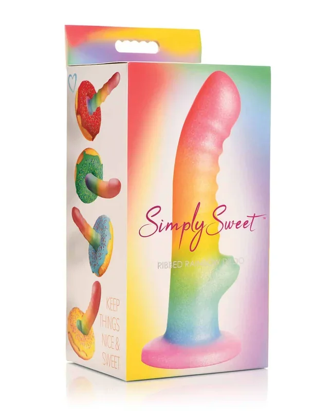 Curve Toys Simply Sweet 6.5″ Ribbed Rainbow Dildo