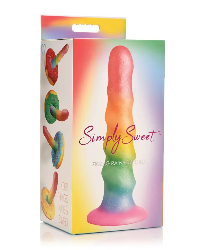 Curve Toys Simply Sweet 6.5″ Zigzag Rainbow Dildo
