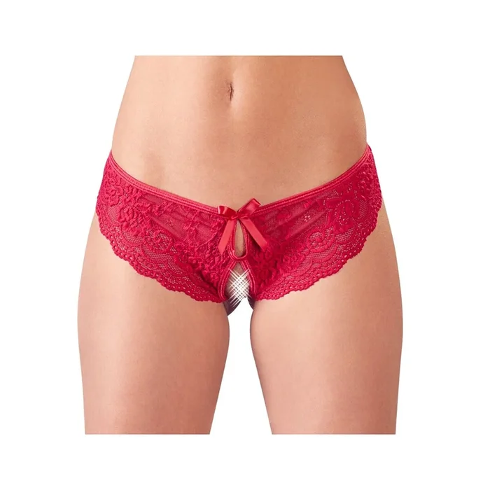 Damen Spitzenslip – Ouvert – Rot – Größe S