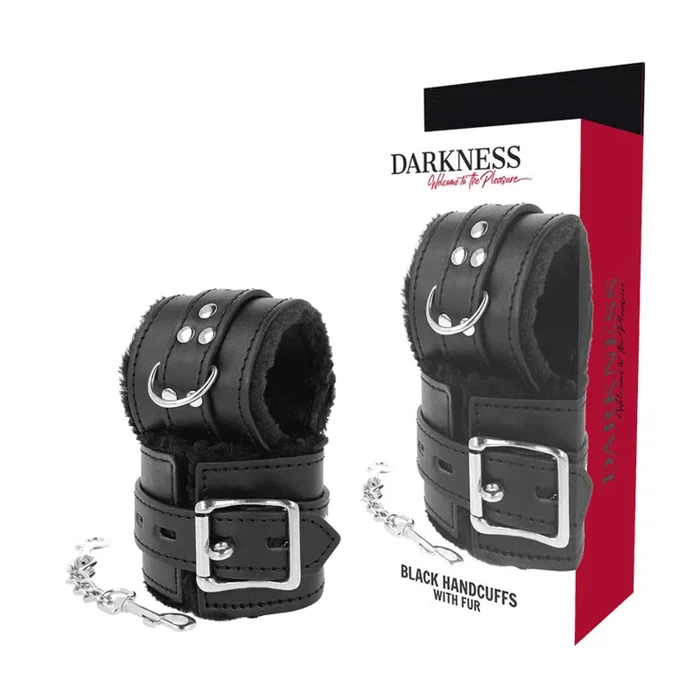 Darkness – Love Cuffs Handgelenk mit Fell Schwarz