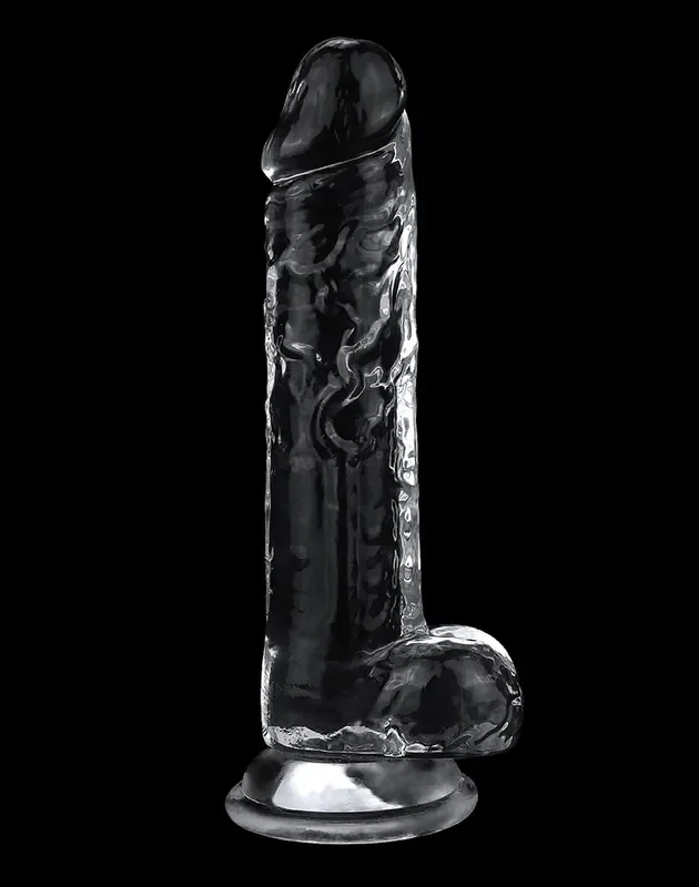 Dildo transparent mit Hoden 19cm