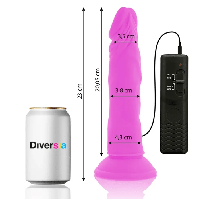 Diversia – Flexibler Vibrierender Dildo Lila 23 CM -O- 4.3 CM