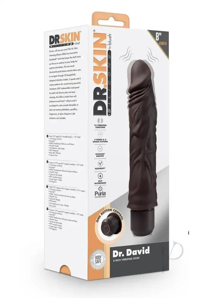 Dr. Skin Silicone Dr. David Vibrating Dildo 8″ – Chocolate