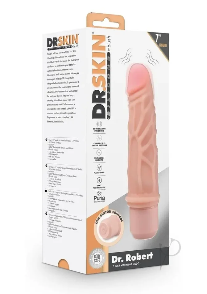 Dr. Skin Silicone Dr. Robert Vibrating Dildo 7″ – Vanilla