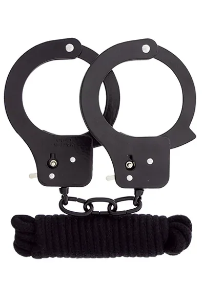 Dream Toys Bondx Metall-Handschellen & Liebesseil-Set – schwarz