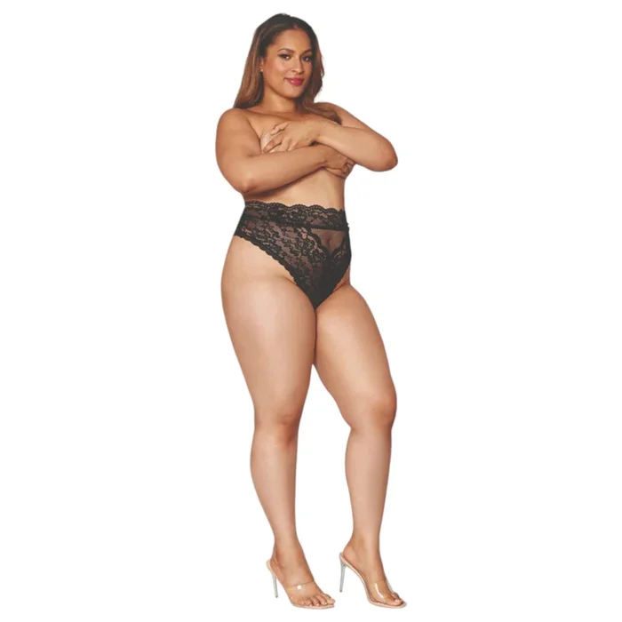 Dreamgirls – Hohe Taille, Spitzen-Slip (schwarz)