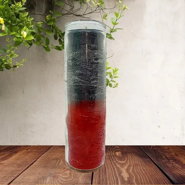 Durchgefärbte Kerze im Glas zwei Farbig Rot/Schwarz