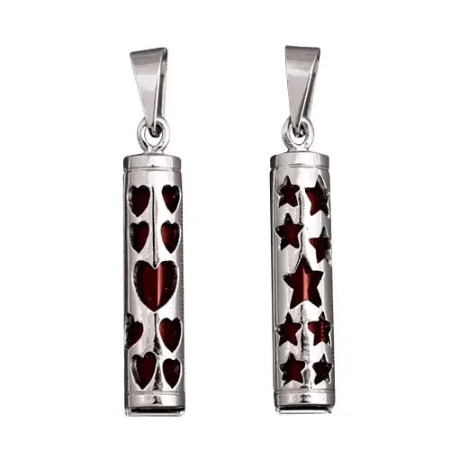 Edelstahl Anhänger Red Hearts and Stars
