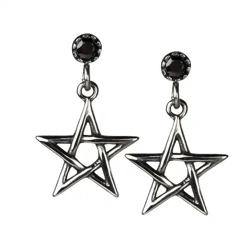 Edelstahlohrringe ‘Pentagramm‘ mit Zirkonia