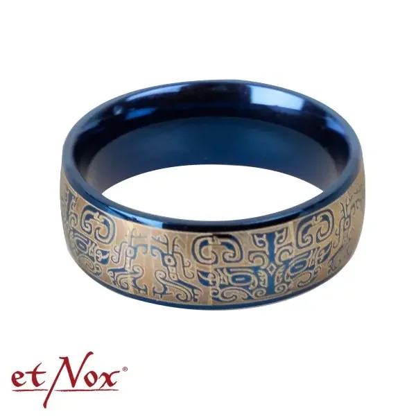 Edelstahlring ‘Blaue Graffiti‘