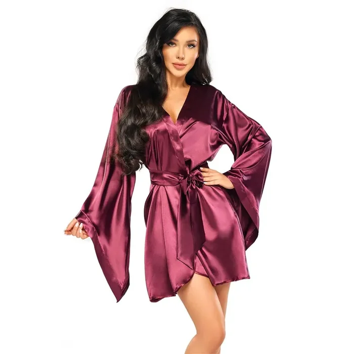 Eleganter langärmliger Kimono burgunder