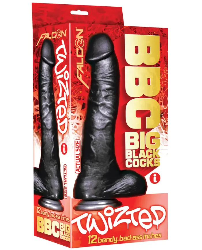 Falcon BBC Big Black Cock & Balls 12″ Curvy w/Suction Cup