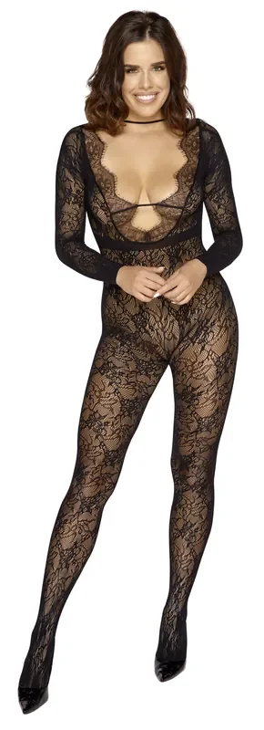 Fantasy von Cottelli Collection – Spitzen-Catsuit – Schwarz
