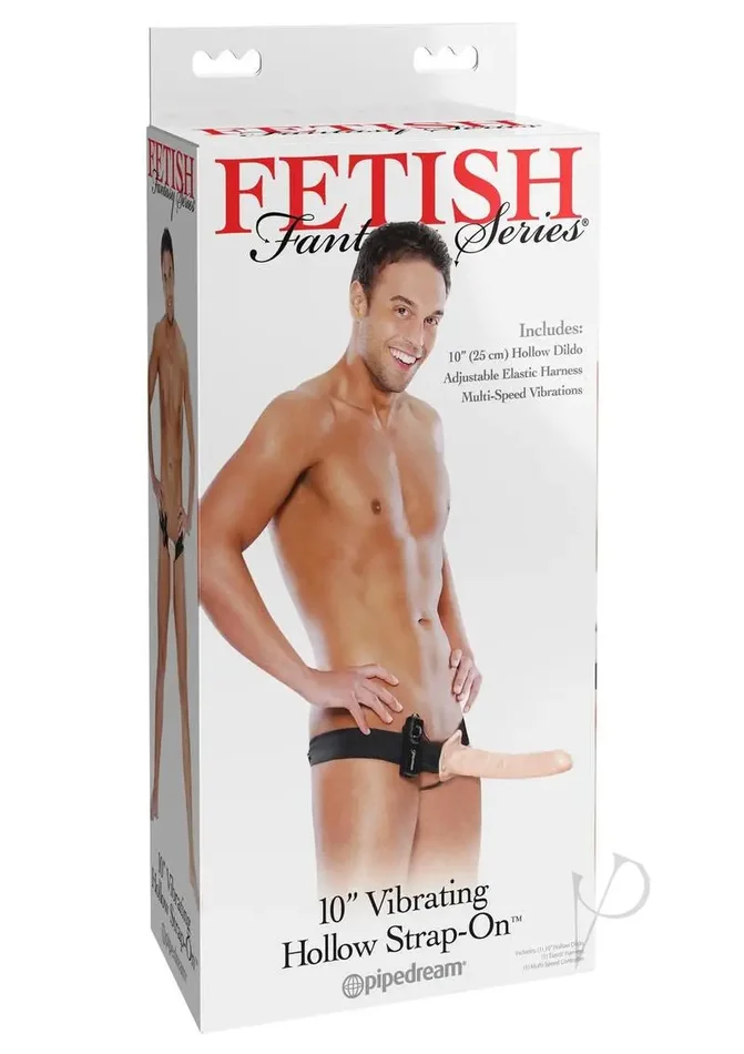 Fetish Fantasy Series 10″ Vibrating Hollow Strap On – Flesh