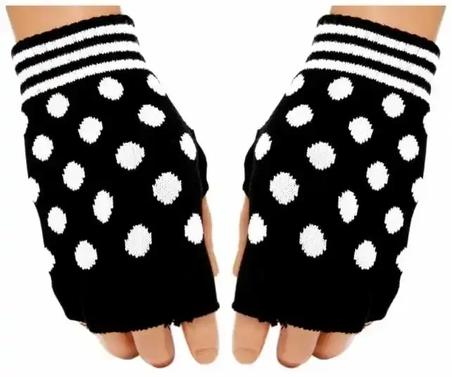 Fingerlose Handschuhe – White Polka Dots