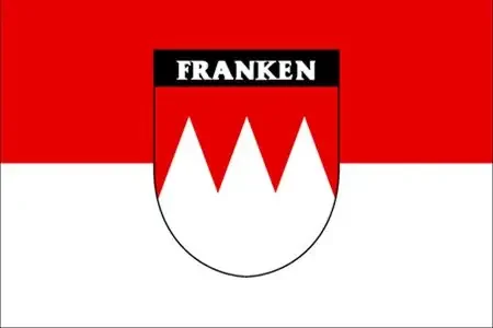 Flagge ‘Franken mit Wappen + Schriftzug‘
