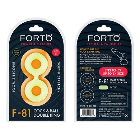 Forto F-81 44mm Double Ring Liquid Silicone Cock Ring – Glow in the Dark