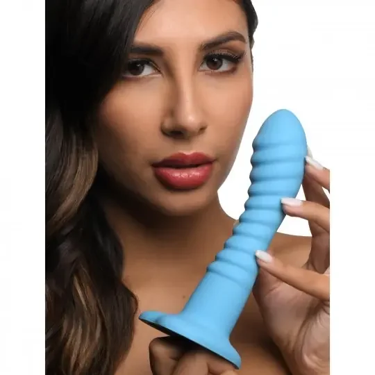 Gerippter blauer Silikondildo