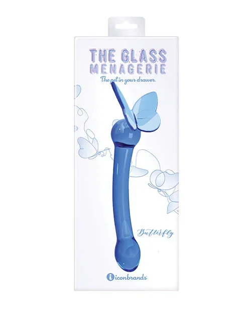 Glass Menagerie Butterfly Glass G Spot Dildo – Dark Blue