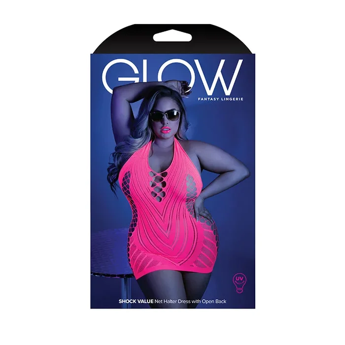 Glow Shock Net Halter Dress Neon Gr Qs