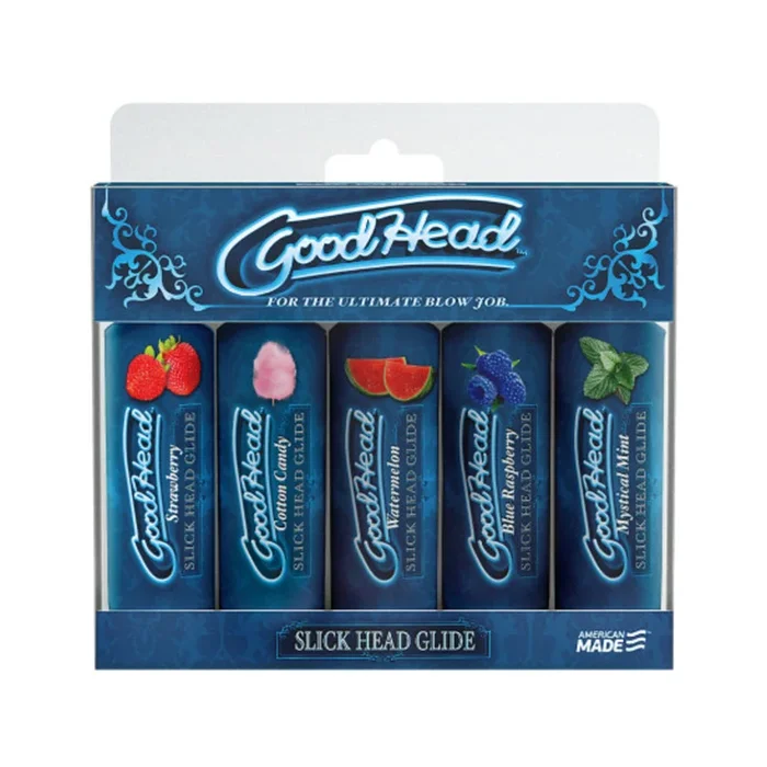 Goodhead – Slick Head Glide – 5 Pack – 1 Fl. Oz Strawberry, Cotton Candy, Watermelon, Blue Raspberr