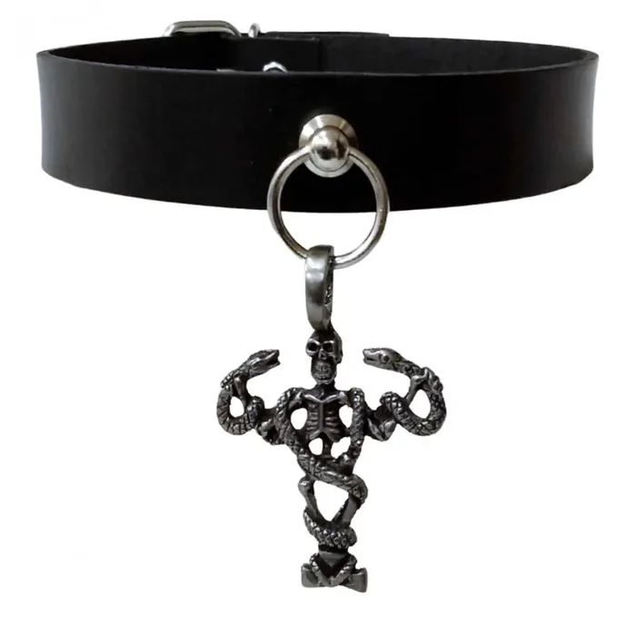 Halsband Choker Schlangen & Totenkopf Skelett