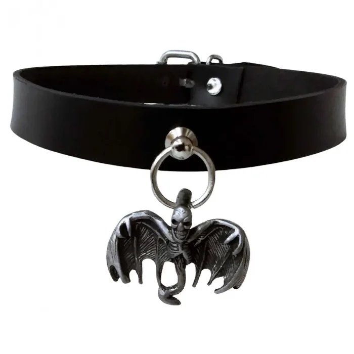 Halsband Choker Totenkopf Fledermaus