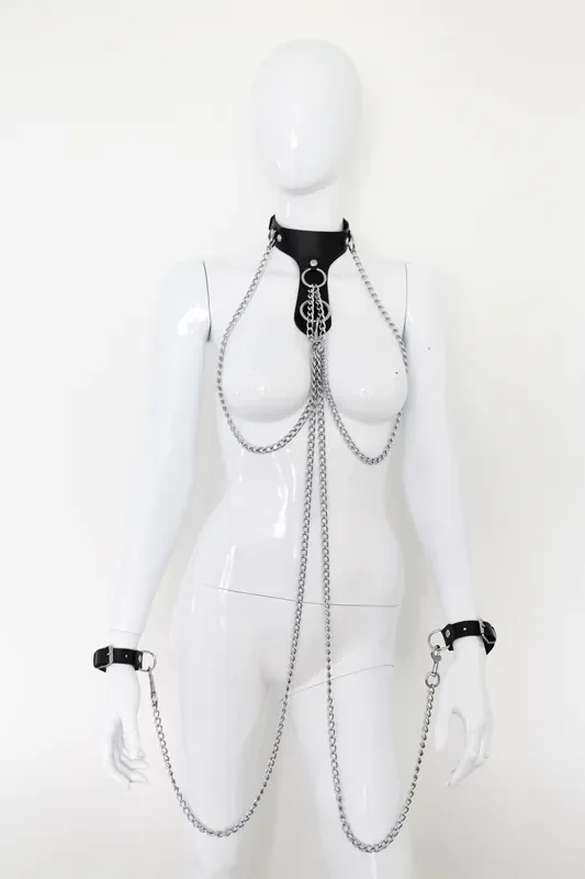 Halsband mit Handfesseln Ketten-Set