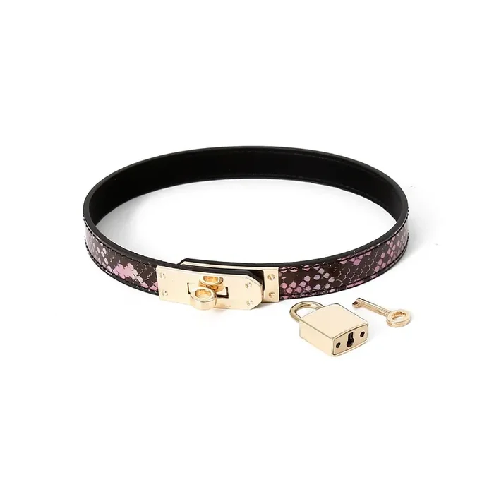 Halsband Schlangenoptik rosa mit Schloss