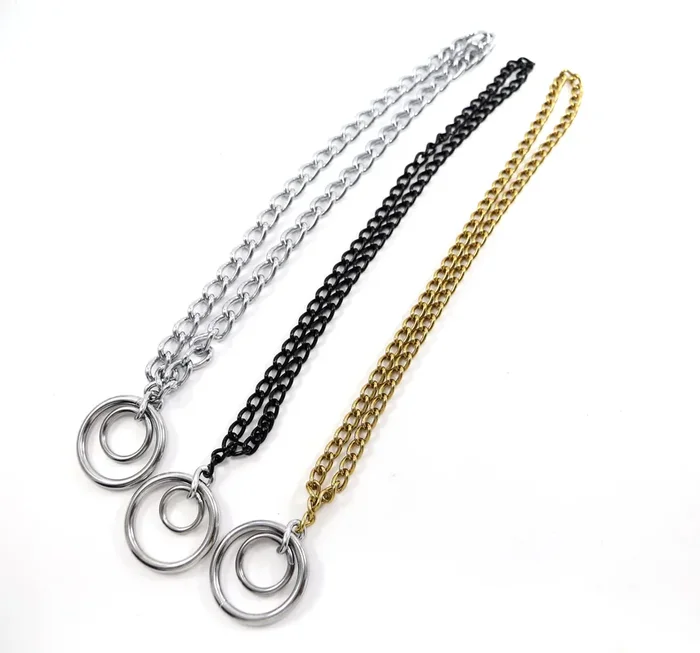 Halskette mit 2 O-Ringen Gold Schwarz