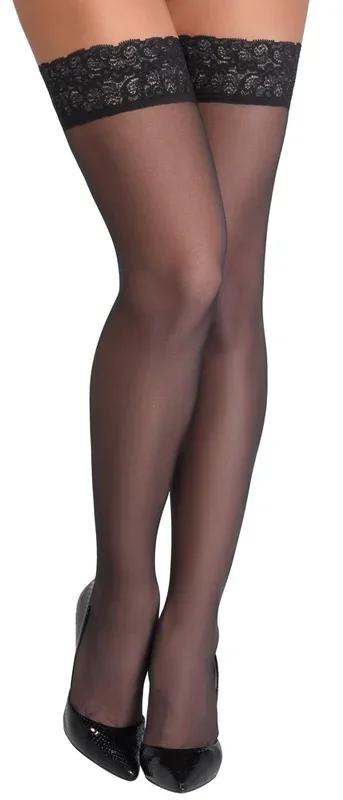 Halterlose Strümpfe mit 6-cm-Spitzenabschlusss, Oeko-Tex zertifiziert. Cottelli LEGWEAR