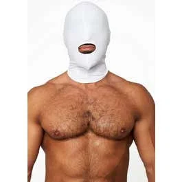 HardcoreDeLuxe LYCRA Maske Hood Mouth Open Only white Gr.S-L