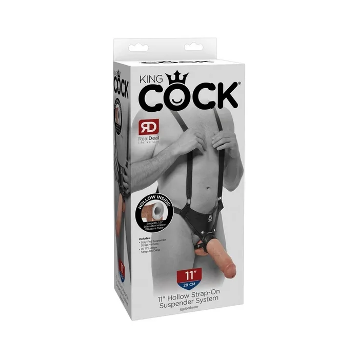 Harness – Strap-On mit hohlem Penisdildo – 28 cm lang – Hautfarben