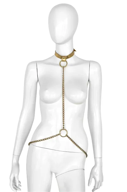 Harness mit Halsfessel und Kette – ‘Golden‘