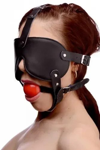 Harness mit Knebel und Augenbinde – Rot