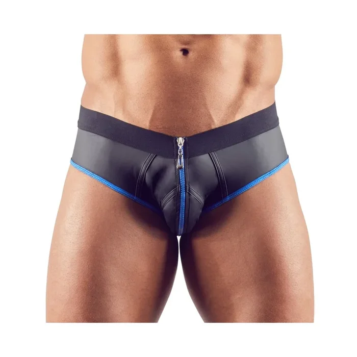 Herren Jock »Po-frei« mit Front-Reißverschluss – Schwarz/Blau – Größe XL