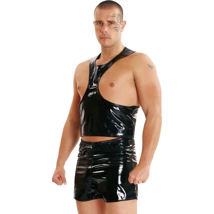 Herren Lack Hotpants/Shorts – Schwarz – Größe L